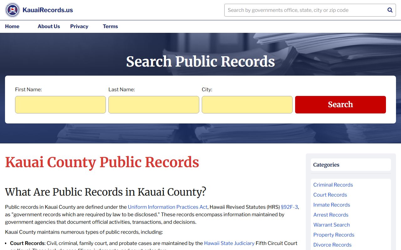 Kauai County public records resources